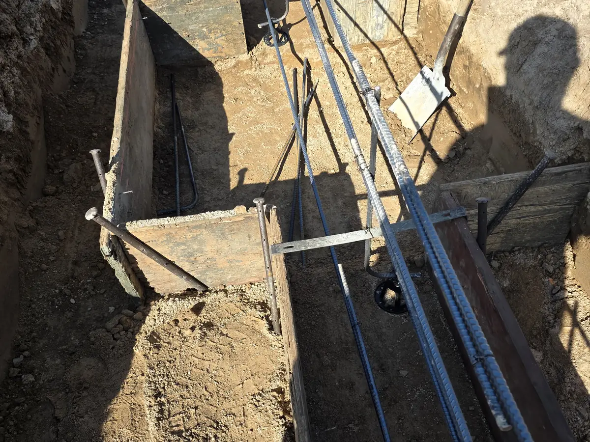 Footing forms and rebar ready for inspection at the Eagle custom home addition.