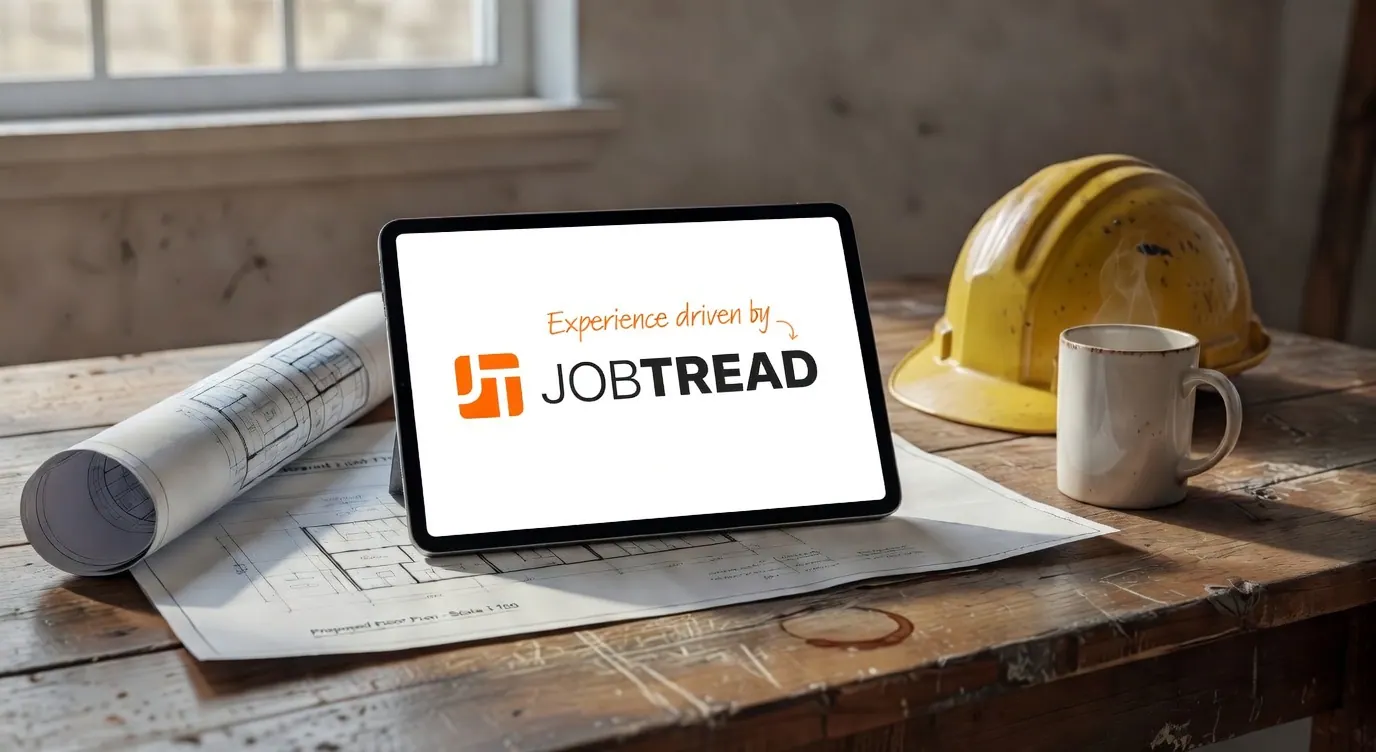JobTread project portal shown on a laptop