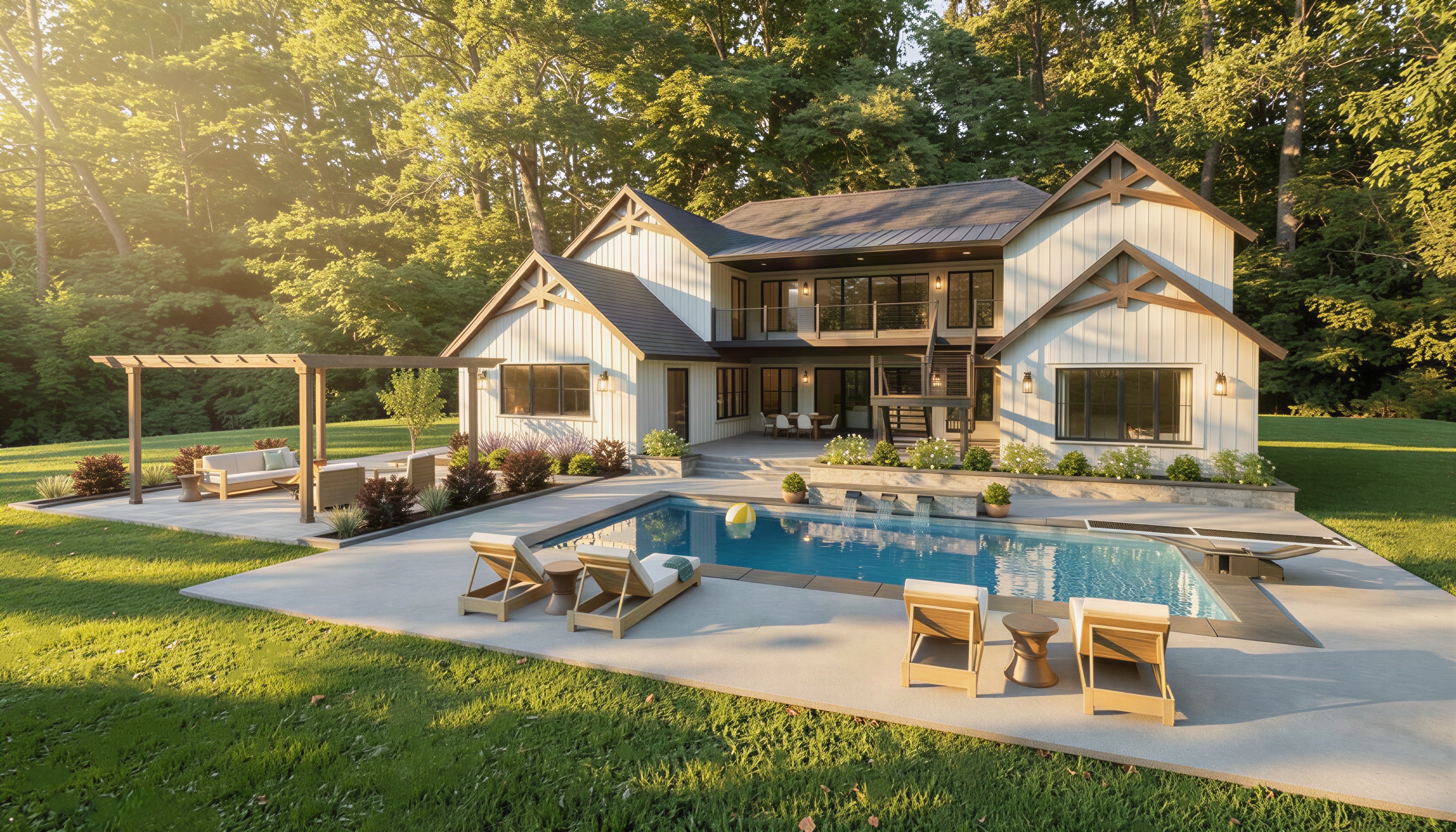 The Cottonwood backyard rendering