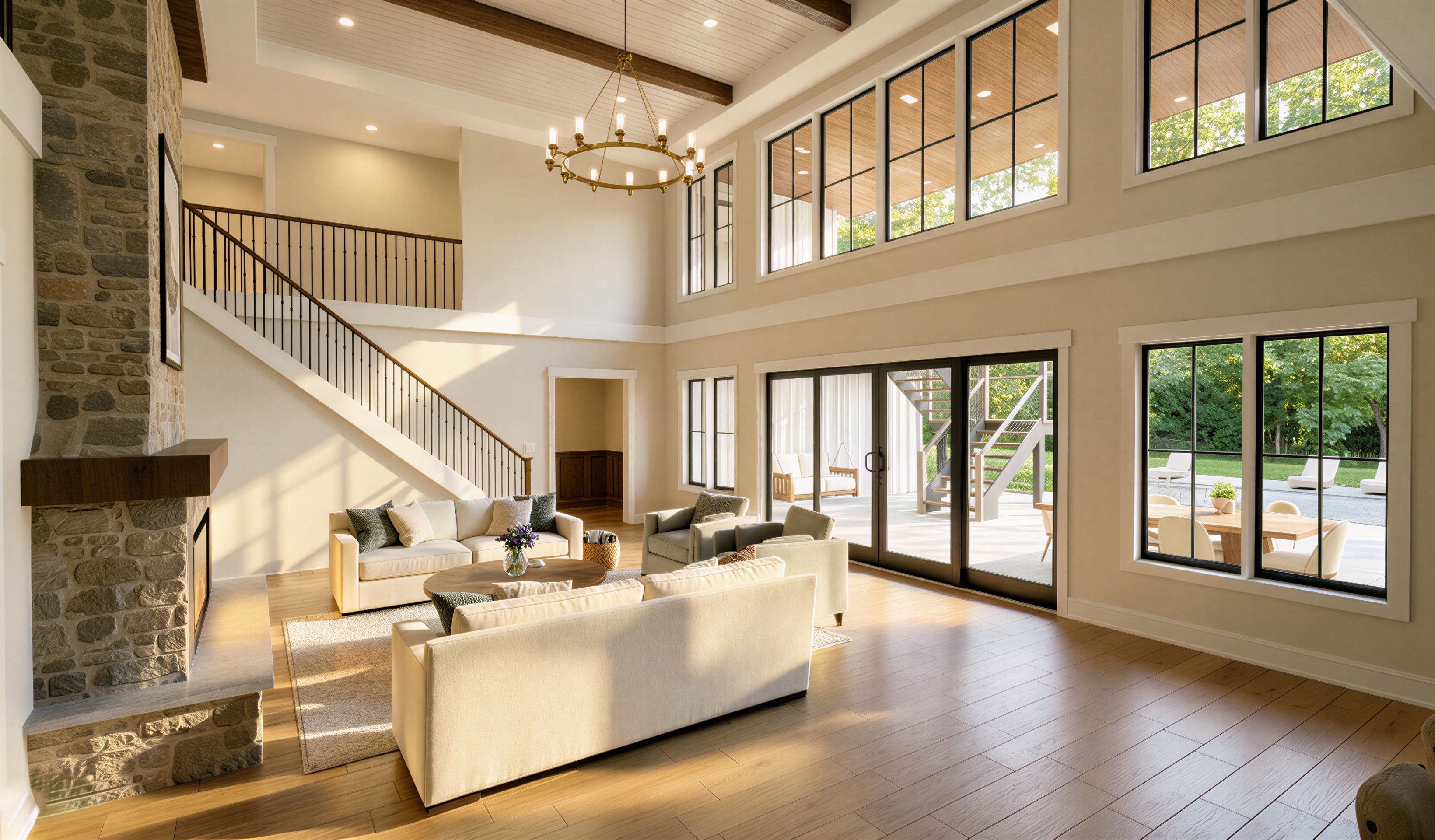 The Cottonwood great room rendering