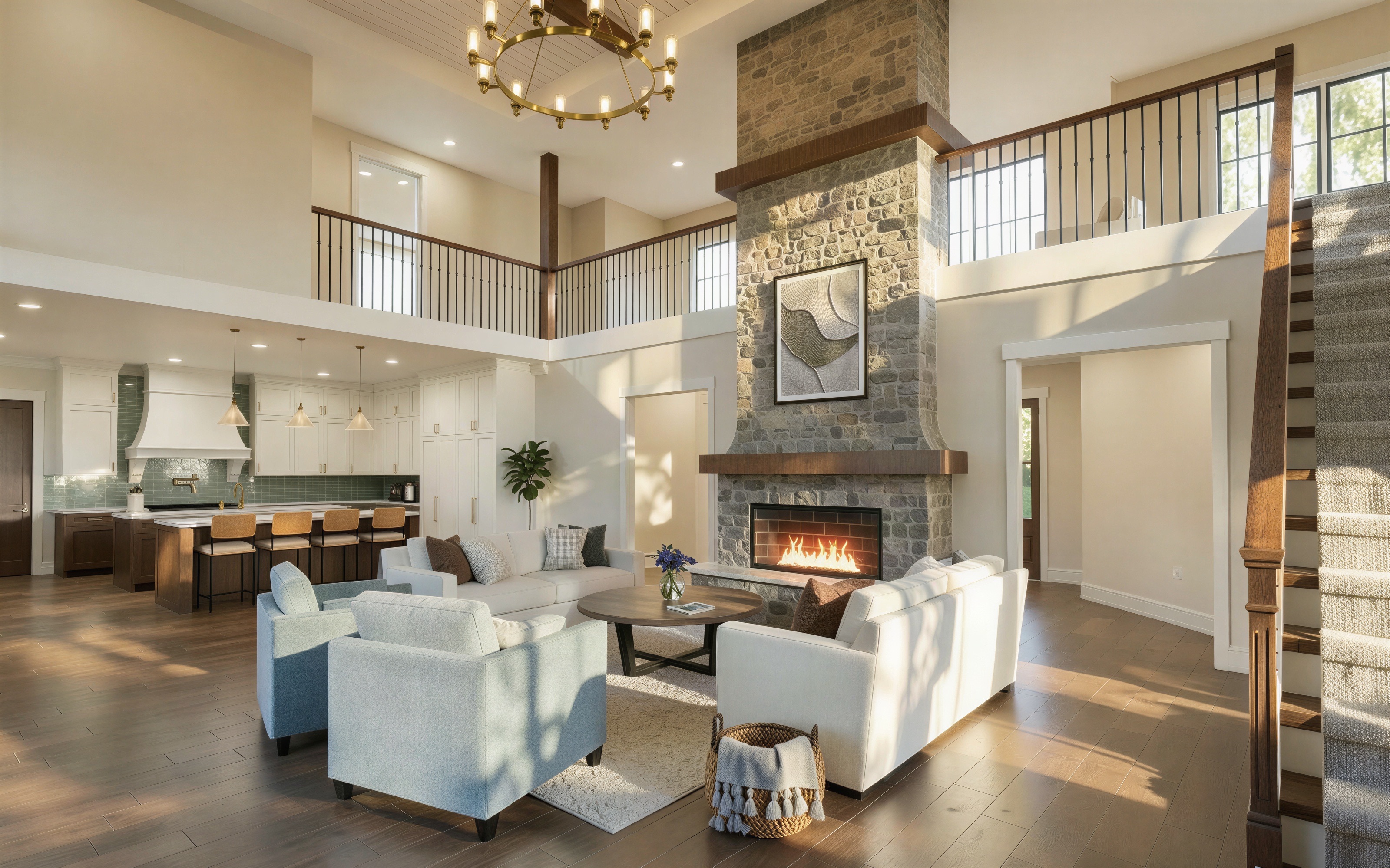 The Cottonwood living room rendering