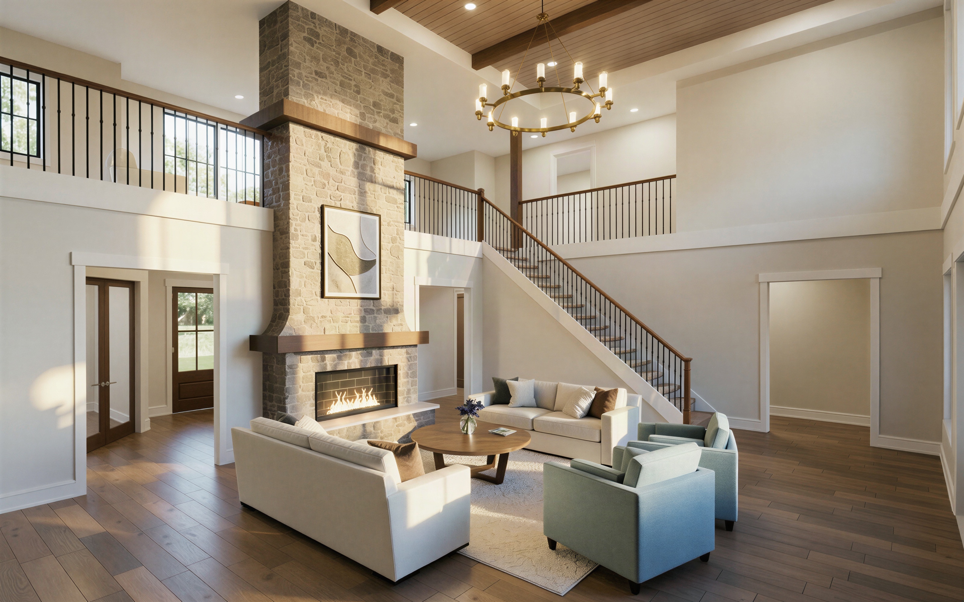 The Cottonwood living room rendering