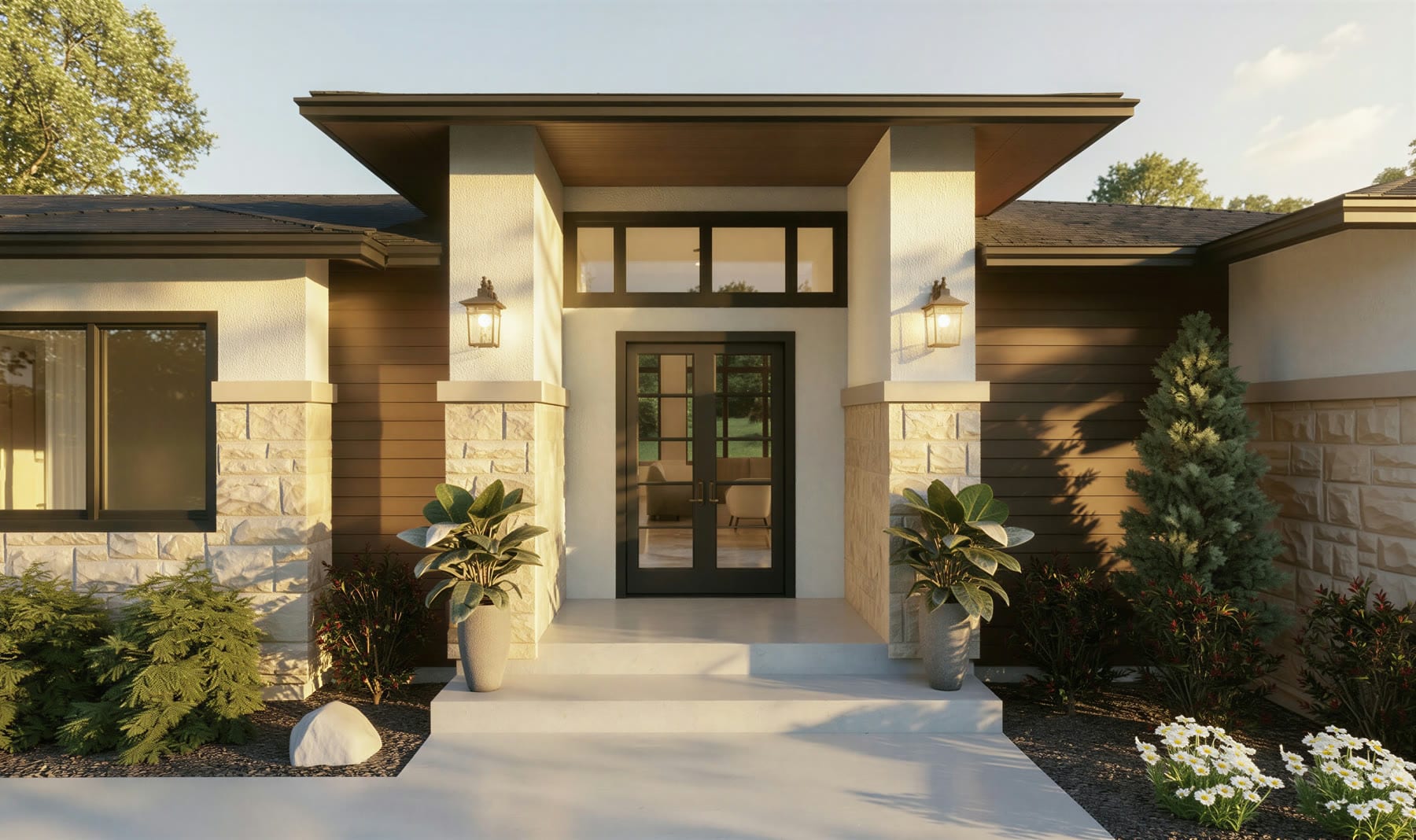 The Foothills front door and entry detail