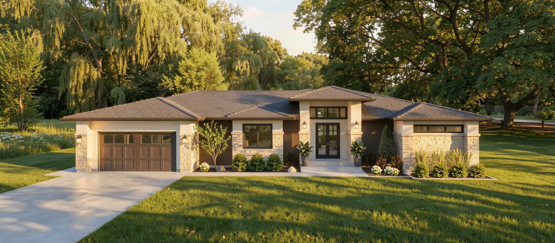 The Foothills Modern Prairie front yard rendering