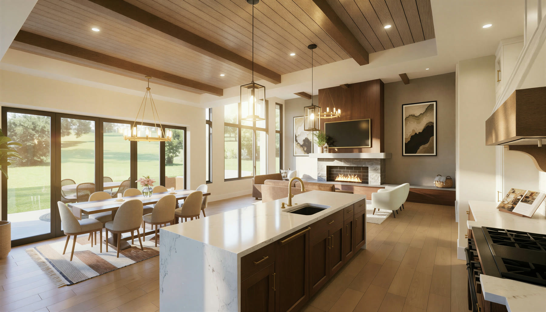 The Foothills open great room, kitchen, and dining area