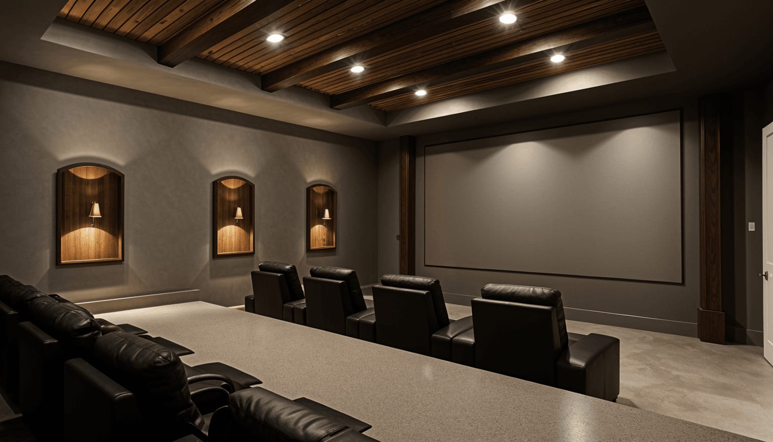 Home theater room in a custom home