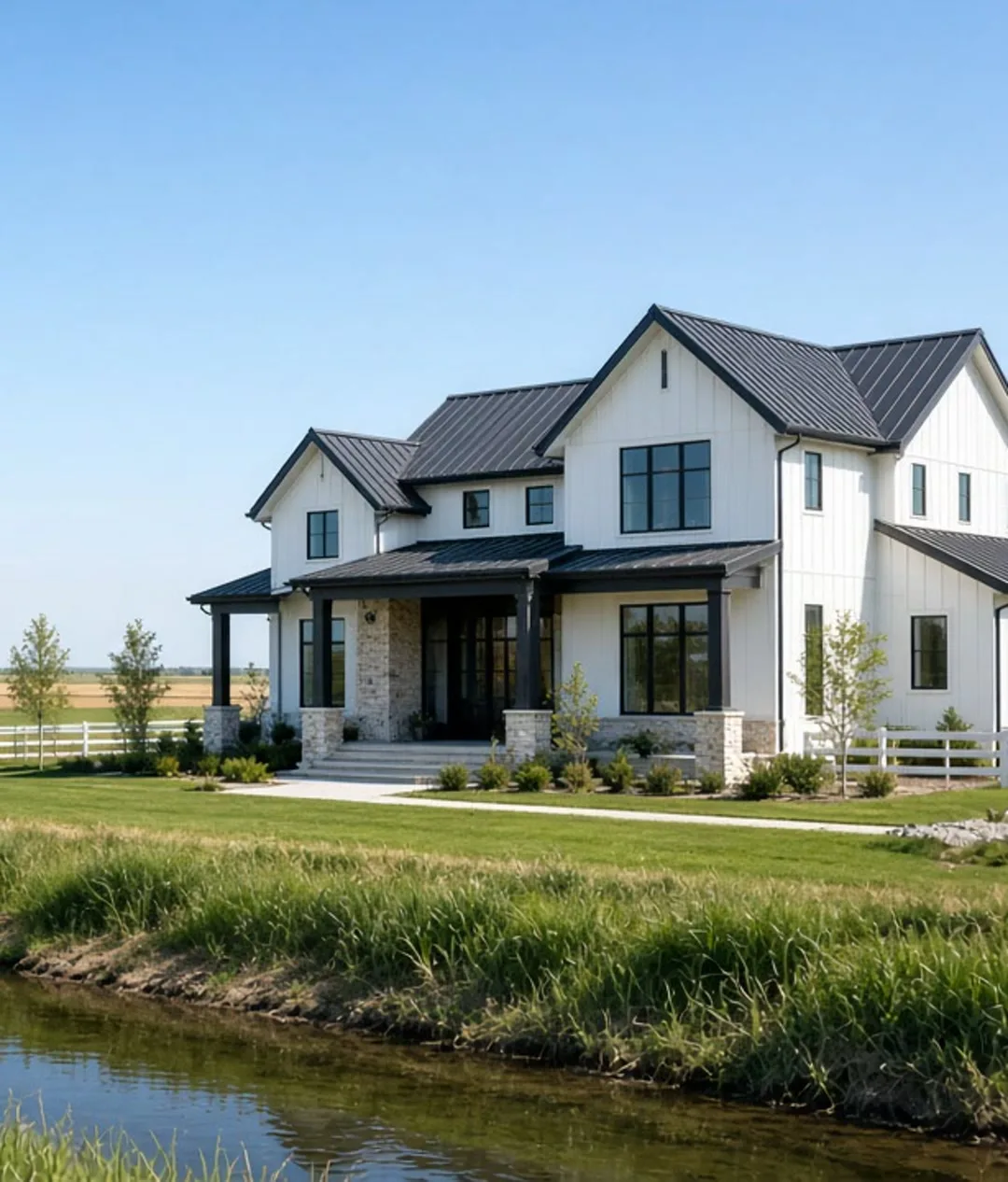 Contemporary custom home with dramatic landscape