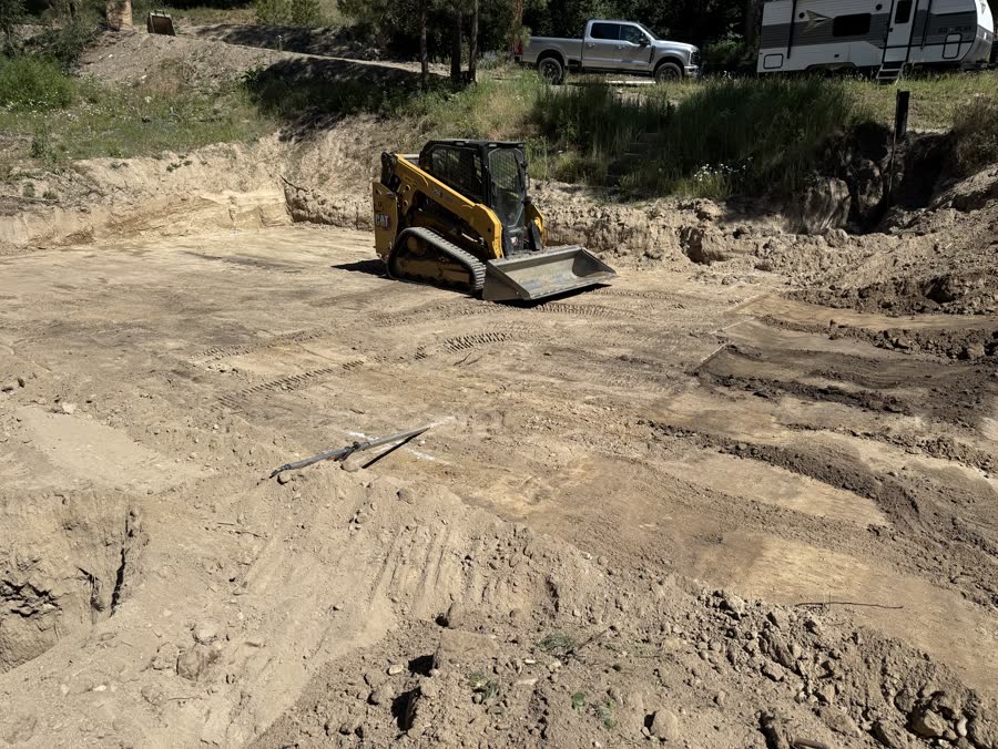Excavated pad area for the Garden Valley Retreat custom home project.