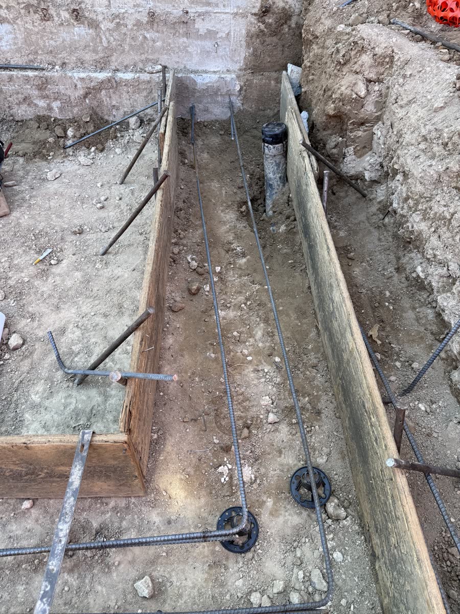 Footing and reinforcing work for the New Begginings project.