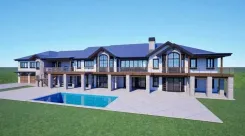 the interior of a house with an empty space and a staircase leading to the kitchen - Custom Homes