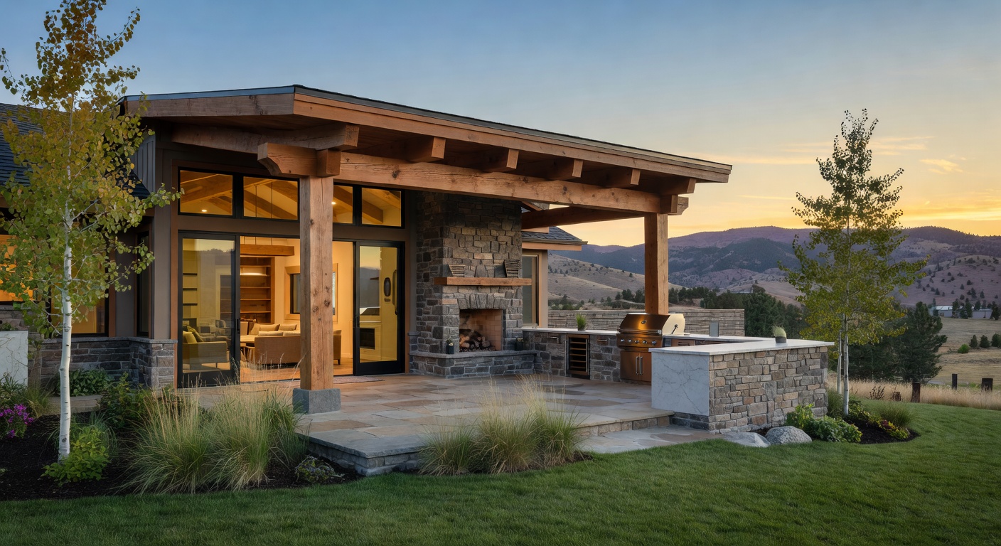 Outdoor living space for a custom Idaho home